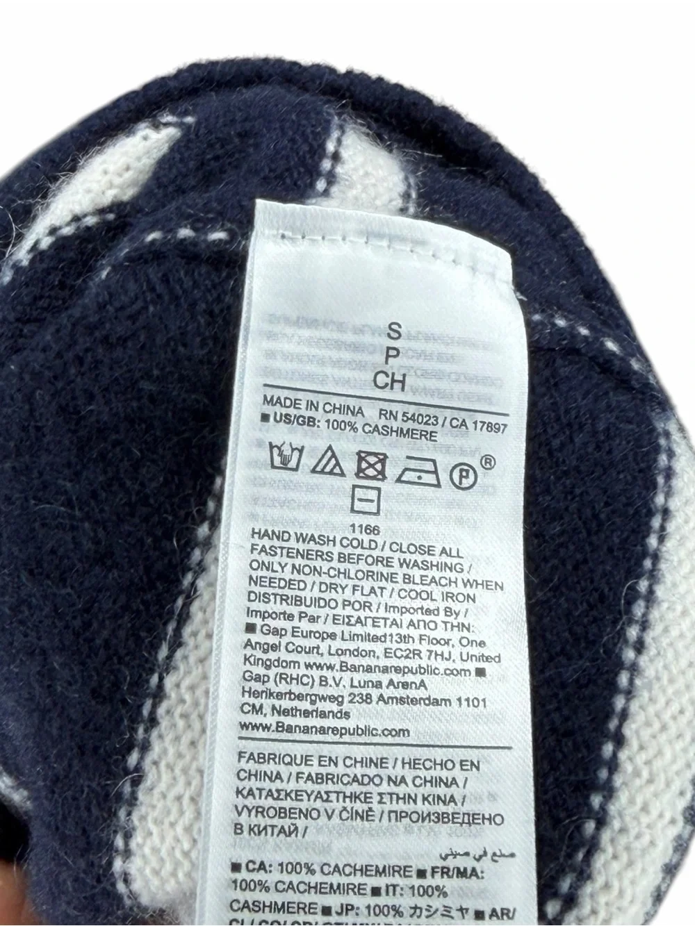BANANA REPUBLIC Half Zip Cashmere Sweater Navy and White Zip-Up Striped Womens S - Picture 5 of 7